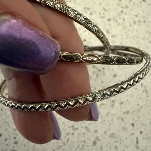 Silver Textured Bangle Set